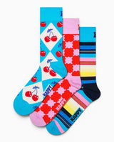 Happy Socks Checks and Stripes Gift Set 3 Pack Çorap