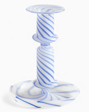 HAY Design Flare Stripe Milk Candleholder Medium Blue