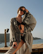İKİKIZ Keten Baskılı Kimono Grey