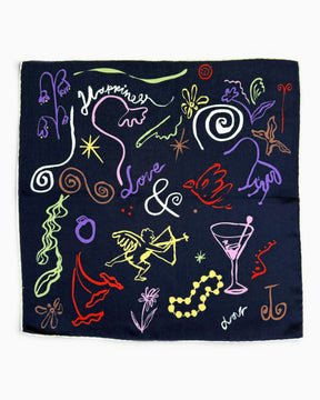 Lar Studio Love and Happiness 42 x 42 Bandana Blue