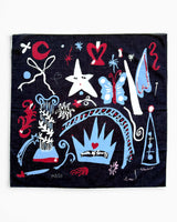 Lar Studio Queen of Hearts 52 x 52 Bandana Navy