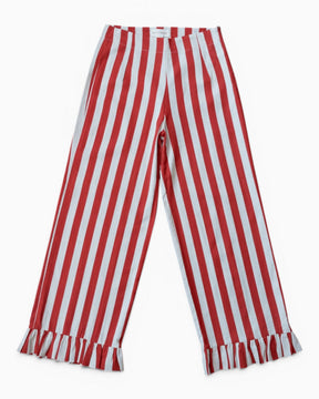 Mama in Love Frill Stripes Kadın Pantolon Krem/Kiremit