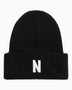 Norse Projects Merino Lambswool Rib N Logo Beanie Black