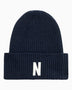 Norse Projects Merino Lambswool Rib N Logo Beanie Dark Navy