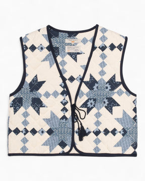 Nudie Jeans Lill Quilted Cotton Kadın Yelek Offwhite/Blue