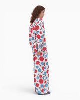 PEMY Red Flower Düz Kesim Geniş Kadın Pantolon