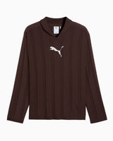 PUMA T7 Relaxed Long Sleeve Erkek Polo T-Shirt Chocolate Brown