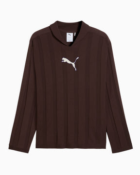 PUMA T7 Relaxed Long Sleeve Erkek Polo T-Shirt Chocolate Brown