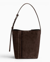 SAYÉS Medium Tote Plissé Suede Kadın Omuz Çantası Dark Brown