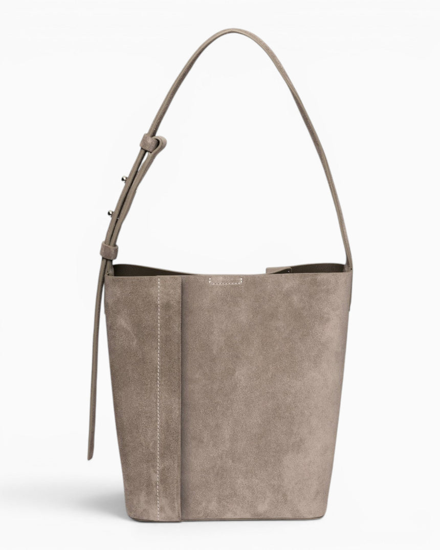 SAYÉS Medium Tote Plissé Suede Kadın Omuz Çantası Sand Beige