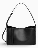 SAYÉS Small Tote Plissé Deri Kadın Omuz Çantası Black
