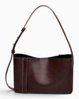 SAYÉS Small Tote Plissé Deri Kadın Omuz Çantası Burgundy