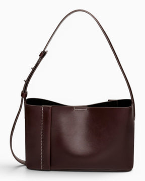 SAYÉS Small Tote Plissé Deri Kadın Omuz Çantası Burgundy
