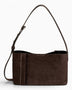 SAYÉS Small Tote Plissé Suede Kadın Omuz Çantası Dark Brown
