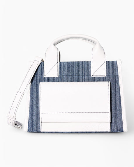 SAYÉS Stitched Pocket Mini Kadın Omuz Çantası Marin and Off - White