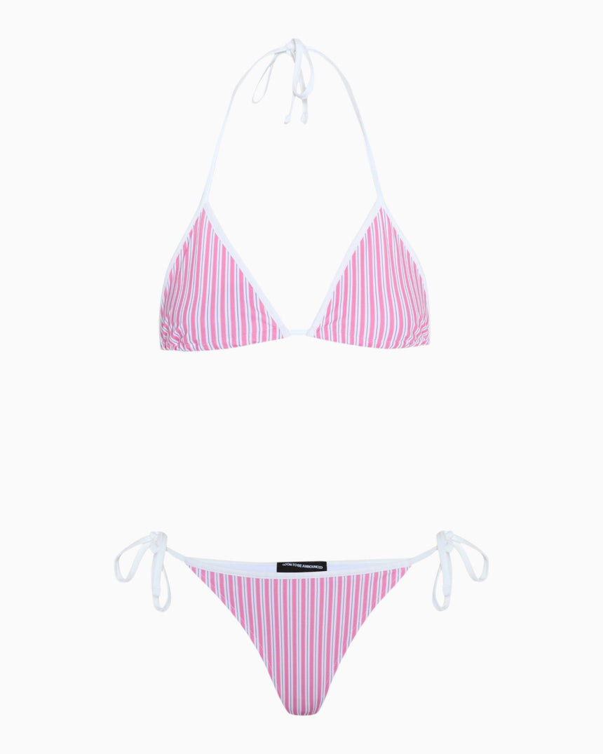 Soon To Be Announced Stripes Bikini Set Pink Stripes