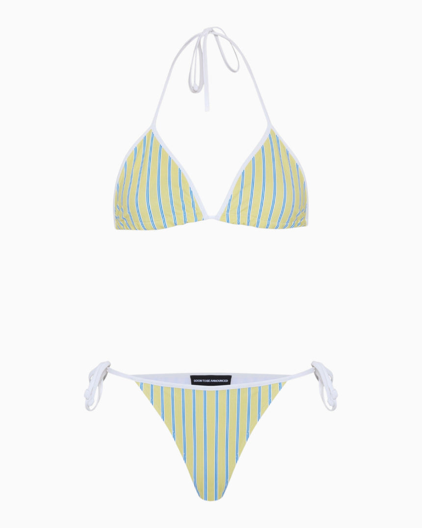 Soon To Be Announced Stripes Bikini Set Yellow Stripes