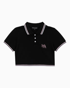 Soon To Be Announced Tennis Academy Crop Kadın Polo T-Shirt Black