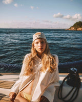 tête bleue Darel Flat Linen Cap