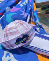 tête bleue Yvette Sailor Heart-Patch Dixie Cup - Hand-Drawn Plaid Linen