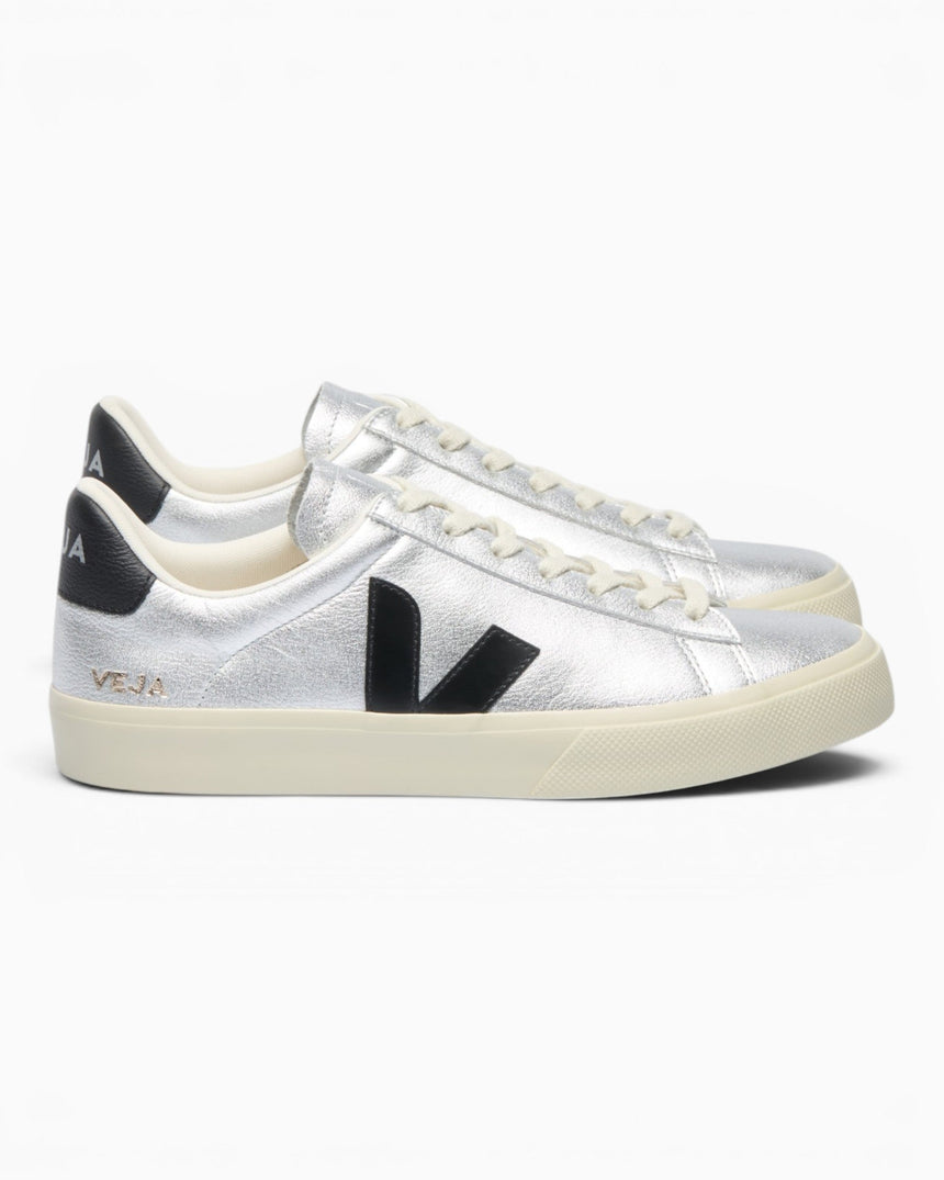 VEJA Campo Chromefree Leather Kadın Sneaker Silver/Black