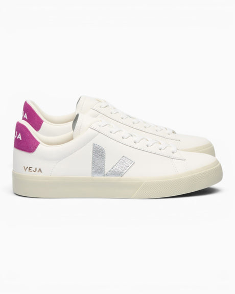 VEJA Campo Chromefree Leather Kadın Sneaker White/Silver/Ultraviolet