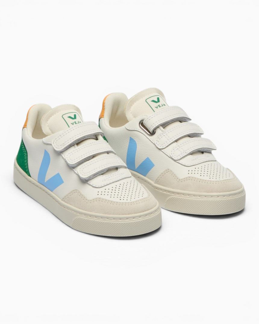 VEJA Small V-90 O.T. Leather Çocuk Sneaker White/Aqua/Emeraude