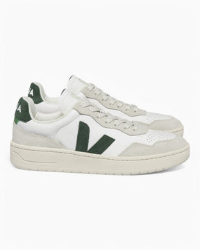 VEJA V-90 Leather Suede Logo Erkek Sneaker Extra White/Cyprus