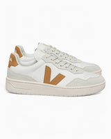 VEJA V-90 Leather Suede Logo Erkek Sneaker Extra White/Umber