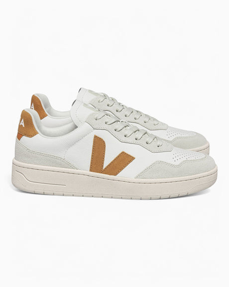 VEJA V-90 Leather Suede Logo Erkek Sneaker Extra White/Umber