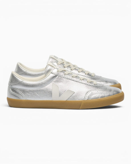 VEJA Volley Organic Traced Leather Kadın Sneaker Silver/White/Natural